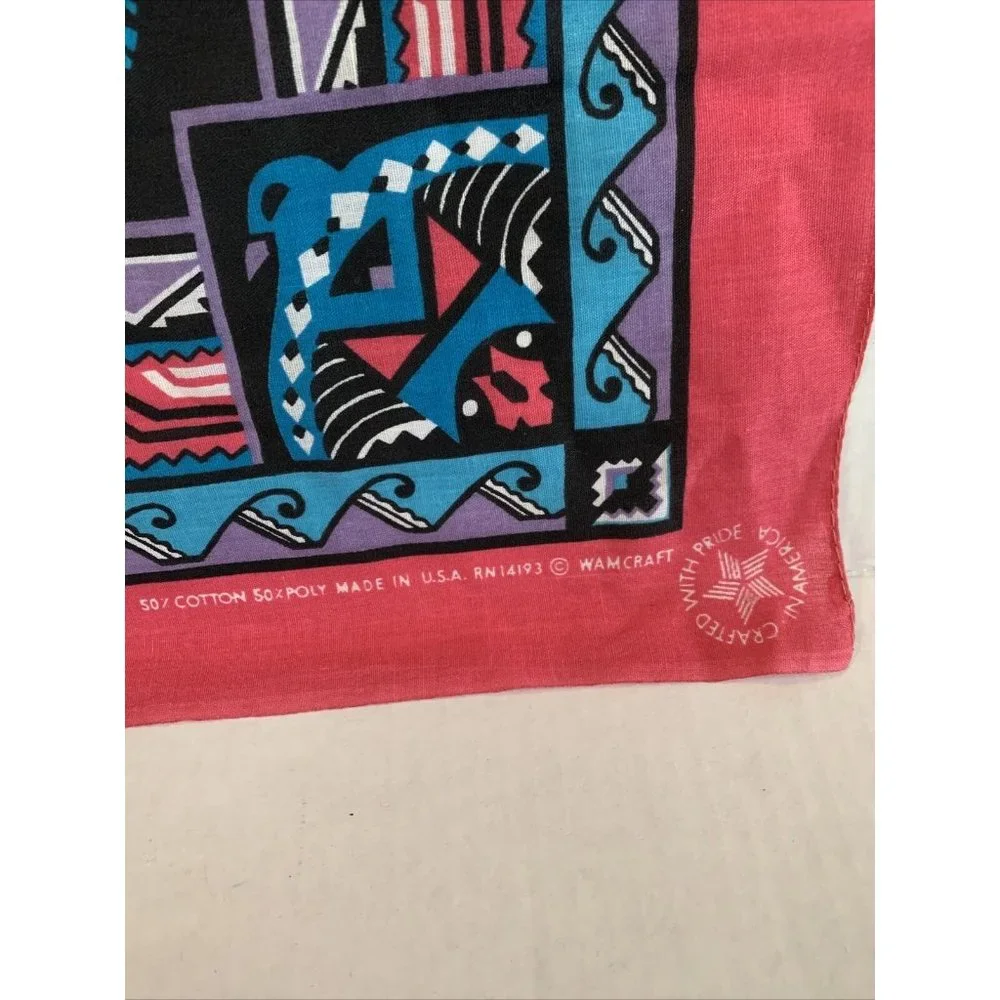 New Vintage Navajo Thunderbird Bandana Scarf Handkerchief Native WAMCRAFT USA - Picture 2 of 4